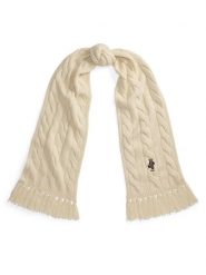 Polo Ralph Lauren Szalik 455P18119003 Kremowy. Białe rękawiczki Polo Ralph Lauren, bez wzorów, z wełny. Za 599.99 zł.