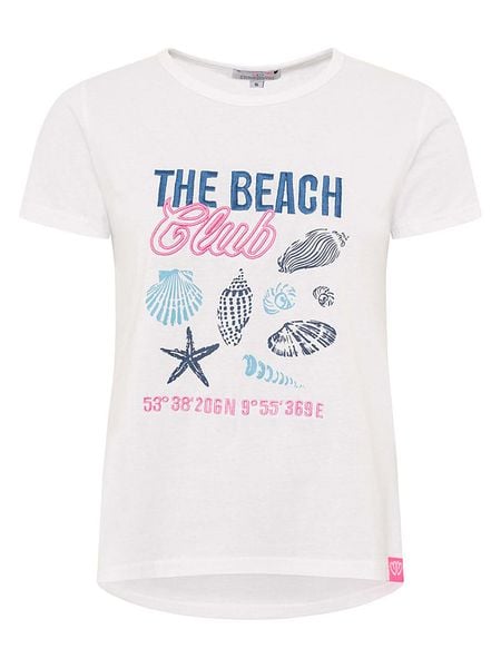 Zwillingsherz Koszulka "The Beach" w kolorze białym rozmiar: S. Białe bluzki Zwillingsherz, s, bez wzorów, bez kołnierzyka, bez ramiączek. Za 94.95 zł.