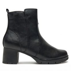 Botki Jana. Czarne botki JANA, bez wzorów, bez obcasa, na słupku, bez zapięcia. Za 399.99 zł.