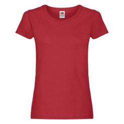 Oryginalna Koszulka Damska. Czerwone bluzki FRUIT OF THE LOOM, xl, bez wzorów, sportowe, bez kołnierzyka, bez ramiączek. Za 27.99 zł.