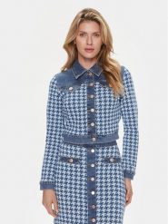 Guess Kurtka jeansowa Tweed W4RN55 D59L1 Niebieski Regular Fit. Niebieskie kurtki Guess, l, z aplikacjami, z bawełny, bez kaptura. Za 799.99 zł.