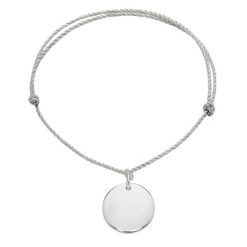 Bransoletka z posrebrzanym medalikiem na grubym srebrnym sznurku premium. Szare bransoletki Lilou, posrebrzane. Za 148.00 zł.
