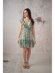 Lula Natura Sukienka w kolorze khaki rozmiar: onesize. Brązowe sukienki Lula Natura, bez wzorów, z wiskozy, bez kołnierzyka, bez ramiączek, midi. Za 162.87 zł.