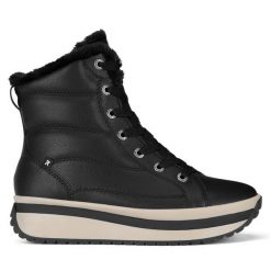 Botki Rieker Revolution Lifestyle. Czarne botki Rieker Revolution Lifestyle, bez wzorów, bez obcasa, na koturnie, bez zapięcia. Za 399.00 zł.