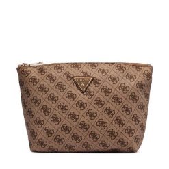 Kosmetyczka Guess. Brązowe kufry i kosmetyczki Guess, z aplikacjami, z materiału, bez dodatków. Za 214.99 zł.