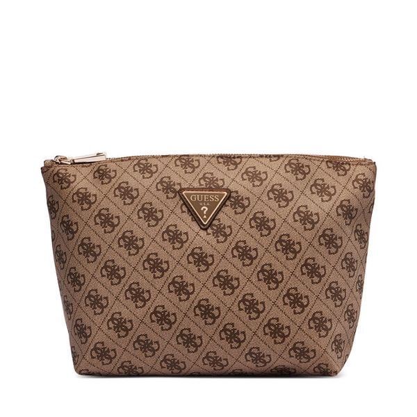 Kosmetyczka Guess. Brązowe kufry i kosmetyczki Guess, z aplikacjami, z materiału, bez dodatków. Za 214.99 zł.