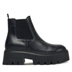 Sztyblety Tamaris. Czarne botki Tamaris, bez wzorów, bez obcasa, na płaskiej podeszwie, bez zapięcia. Za 489.99 zł.
