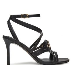 Sandały Just Cavalli. Czarne sandały Just Cavalli, bez wzorów, bez obcasa, na szpilce, bez zapięcia. Za 729.99 zł.