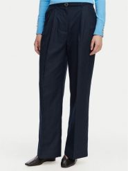 Tommy Hilfiger Spodnie materiałowe WW0WW48884 Granatowy Wide Leg. Niebieskie spodnie materiałowe TOMMY HILFIGER, bez wzorów, z bawełny. Za 699.99 zł.