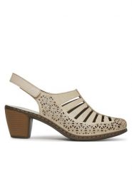 Rieker Sandały 40959-60 Szary. Szare sandały Rieker, bez wzorów, ze skóry, bez obcasa, na słupku, bez zapięcia. Za 259.99 zł.