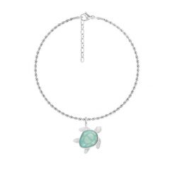 Bransoletka Łańcuch No.12 z Żółwiem z turkusową emalią, posrebrzana. Niebieskie bransoletki Lilou, z kryształem, posrebrzane. Za 258.00 zł.