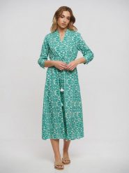 BLE Sukienka w kolorze turkusowym rozmiar: onesize. Niebieskie sukienki BLE, z aplikacjami, z bawełny, bez kołnierzyka, bez ramiączek, maxi, rozkloszowane. Za 127.65 zł.