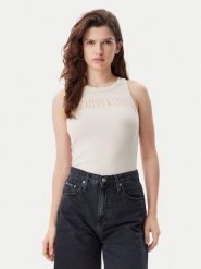 Calvin Klein Jeans Top Varsity J20J225520 Beżowy Slim Fit. Brązowe topy Calvin Klein Jeans, m, bez wzorów, z bawełny, bez kołnierzyka, bez ramiączek. Za 109.99 zł.