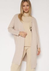 Beżowy Klasyczny Niezapinany Kardigan Elitusa. Brązowe kardigany Born2be, uniwersalny, bez wzorów, z jeansu. Za 119.99 zł.