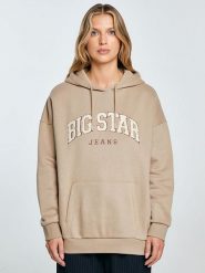 BIG STAR Bluza w kolorze beżowym rozmiar: L. Brązowe bluzy Big Star, l, bez wzorów, z kapturem. Za 129.99 zł.