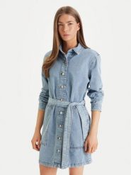 Calvin Klein Jeans Sukienka jeansowa LV047F671G Niebieski Regular Fit. Niebieskie sukienki Calvin Klein Jeans, xl, bez wzorów, z bawełny, bez kołnierzyka, bez ramiączek. Za 489.99 zł.