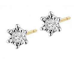 Kolczyki z żółtego i białego złota z brylantami - 0,10 ct - próba 585. Białe kolczyki Apart, z brylantem, złote. Za 2,090.00 zł.