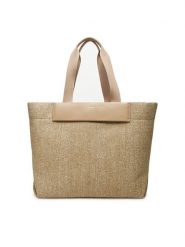 Calvin Klein Torebka Ck Raffia Large Shopper K60K613025 Beżowy. Brązowe shopper Calvin Klein, bez wzorów, z tworzywa sztucznego, bez dodatków. Za 349.99 zł.
