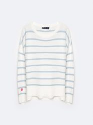Sweter damski bawełniany błękitny Heartelia 400. Niebieskie swetry Big Star, l, bez wzorów, z bawełny, bez ramiączek. W wyprzedaży za 79.99 zł.