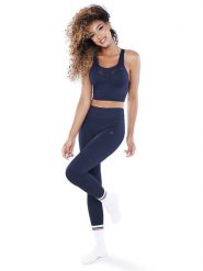 Athleas Top sportowy "Evelin" w kolorze granatowym rozmiar: XS/S. Niebieskie koszulki sportowe Athleas, bez wzorów, z materiału, bez ramiączek, outdoorowe. Za 130.99 zł.