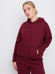 Bluza z kapturem i haftem - fioletowy. Fioletowe bluzy Sinsay, l, bez wzorów, z kapturem. Za 39.99 zł.