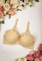 Żółty Gładki Biustonosz Full Cup z Ozdobą między Miseczkami i Paskami Neifa. Żółte biustonosze Renee, z aplikacjami. Za 19.99 zł.