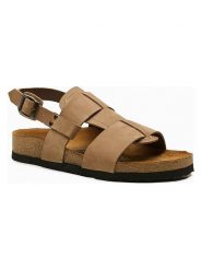 Comfortfusse Skórzane sandały "Likya" w kolorze beżowym rozmiar: 37. Brązowe sandały Comfortfüße, bez wzorów, z nubiku, klasyczne, z otwartym noskiem, bez obcasa, bez zapięcia. Za 252.99 zł.