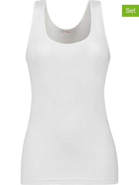COTONELLA Topy (2 szt.) w kolorze białym rozmiar: 3XL. Białe topy COTONELLA, xl, bez wzorów, z bawełny, bez kołnierzyka, bez ramiączek. Za 43.99 zł.