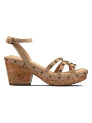 Clarks Skórzane sandały "Maritsa70 Sun" w kolorze szarobrązowym na obcasie rozmiar: 39,5. Brązowe sandały Clarks, bez wzorów, z otwartym noskiem, bez obcasa, na koturnie, bez zapięcia. Za 206.91 zł.