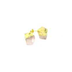 Earrings Kwarc Różowy Surowe złoto. Czerwone kolczyki Brazi druse jewelry, z kwarcem, z mosiądzu, na sztyftcie. Za 136.00 zł.