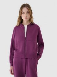4F Bluza dresowa rozpinana z modalem damska - fioletowa M. Fioletowe bluzy 4f, m, bez wzorów, z dresówki, z kapturem. W wyprzedaży za 139.99 zł.