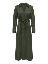 ONLY Sukienka koszulowa Mika 15361725 Zielony Regular Fit. Zielone sukienki Only, m, bez wzorów, z syntetyku, bez kołnierzyka, bez ramiączek, koszulowe. Za 229.99 zł.