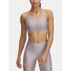 Damski Top Biustonosz Sportowy Under Armour Crossback Mid Print. Szare bielizna sportowa Under Armour, bez zapięcia, na fitness i siłownię. Za 124.69 zł.