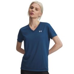 Koszulka fitness damska Under Armour. Bluzki Under Armour, m, bez wzorów, z materiału, sportowe, bez kołnierzyka, bez ramiączek. Za 129.99 zł.