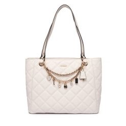 Torebka Guess. Białe shopper Guess, z aplikacjami, bez dodatków. Za 749.99 zł.