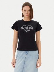 Guess T-Shirt V5GI10 K9RM1 Czarny Regular Fit. Czarne t-shirty Guess, xl, z aplikacjami, z bawełny, bez kołnierzyka, bez ramiączek. Za 129.99 zł.