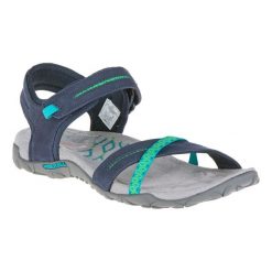 Sandały turystyczne damskie Merrell Terran Cross. Sandały Merrell, bez wzorów, z kauczuku, eleganckie, bez obcasa, bez zapięcia. W wyprzedaży za 249.99 zł.