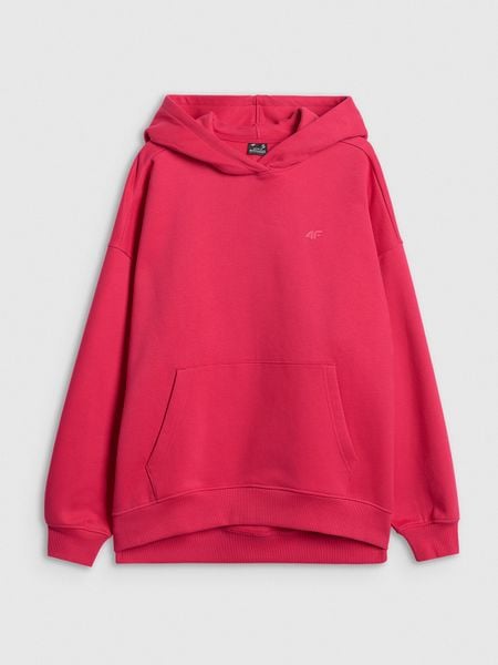 4F Bluza dresowa loose z kapturem damska - czerwona L. Czerwone bluzy 4f, l, bez wzorów, z dresówki, z kapturem. Za 199.99 zł.