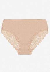 Beżowe Majtki Figi z Koronkowymi Wstawkami Amiora. Brązowe figi Renee, l, bez wzorów, z bawełny. Za 9.99 zł.