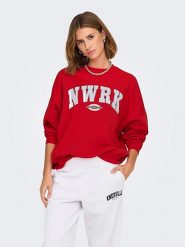 ONLY Bluza w kolorze czerwonym rozmiar: XS. Czerwone bluzy Only, xs, bez wzorów, z bawełny, bez kaptura. Za 88.45 zł.