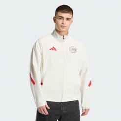 Bluza reprezentacyjna Ajax Amsterdam Z.N.E. Białe bluzy Adidas, l, bez wzorów, z elastanu, bez kaptura. Za 335.30 zł.