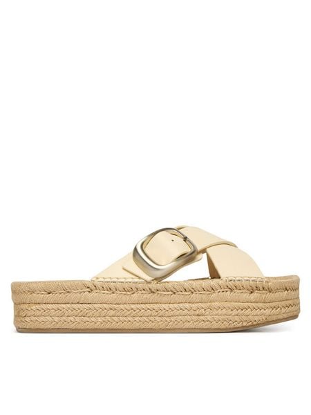 Calvin Klein Espadryle Flatf Espadrill Cross Lth Hdw HW0HW02892 Écru. Białe espadryle Calvin Klein, bez wzorów, ze skóry, bez obcasa, bez zapięcia. Za 285.99 zł.