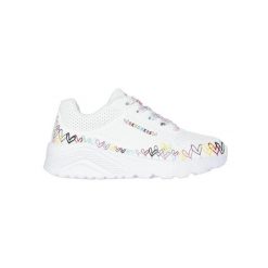 Kapcie SKECHERS UNO LITE HEART CRAZE Biały. Białe obuwie domowe Skechers, bez wzorów, z syntetyku, bez zapięcia. Za 284.99 zł.