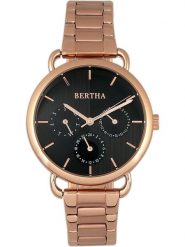 Bertha Zegarek kwarcowy "Gwen" w kolorze różowozłoto-czarnym rozmiar: onesize. Czarne, analogowe zegarki Bertha, ze stali. Za 260.99 zł.