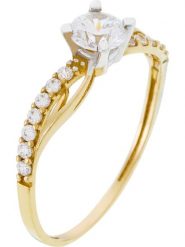 OR ÉCLAT Złoty pierścionek "Coup de foudre" z cyrkoniami rozmiar: 62. Białe pierścionki OR ÉCLAT, z cyrkonią, złote. Za 600.99 zł.