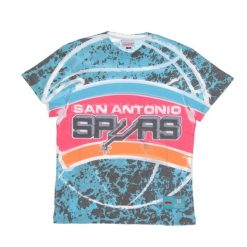 Koszulka San Antonio Spurs NBA Jumbotron Submimated. Niebieskie bluzki Mitchell & Ness, bez wzorów, sportowe, bez kołnierzyka, bez ramiączek. Za 256.50 zł.