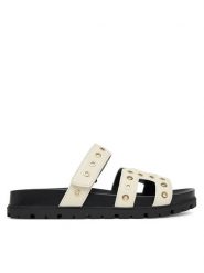 Guess Klapki FLPFAS ELE03 Écru. Klapki Guess, z aplikacjami, ze skóry, bez obcasa. Za 459.99 zł.