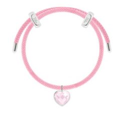 Bransoletka Liana różowa z posrebrzanym sercem z mlecznoróżowym kryształem. Białe bransoletki Lilou, posrebrzane. Za 238.00 zł.