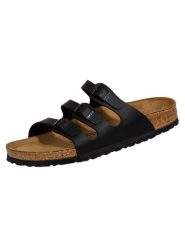Klapki damskie Birkenstock Florida Birkoflor. Czarne klapki Birkenstock, bez wzorów, z jeansu, bez obcasa. Za 676.00 zł.