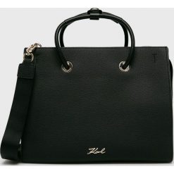 Karl Lagerfeld - Torebka. Czarne shopper KARL LAGERFELD, bez wzorów, z materiału, casualowe, do ręki, średnie, bez dodatków. W wyprzedaży za 999.90 zł.